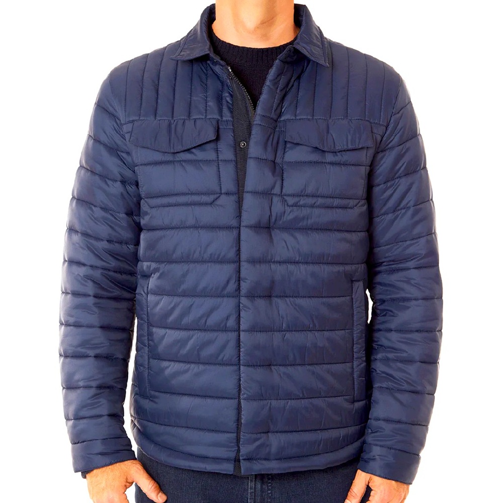 EUC Slate & Stone navy blue quilted packable snap & zip up puffer jacket XL